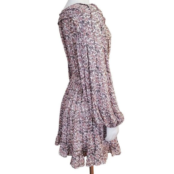 OPT Leah Evereve Dress Size Small Floral Sheer skater fit flare Short Cottage - Picture 3 of 16